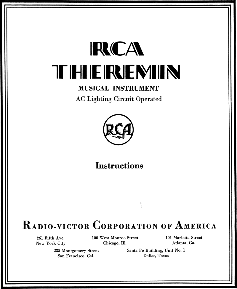 RCA Theremin Instruction Manual cover page